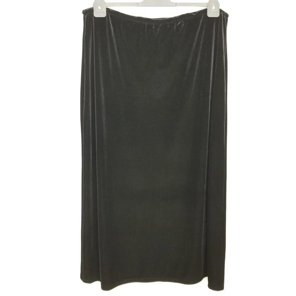 Jones New York Sport Women Plus Velour‎ Maxi Skirt Sz 3X Black Straight Pull On